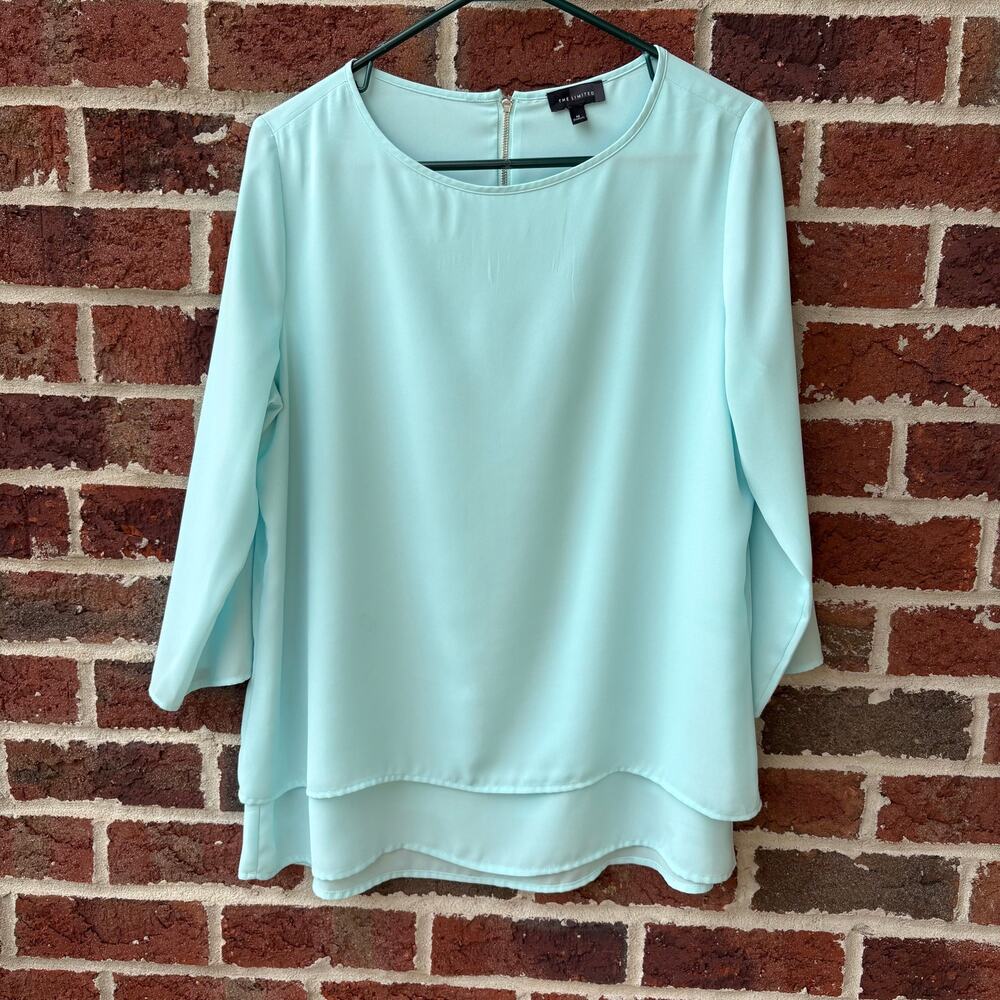 The Limited Mint Green Layered Hem Blouse 3/4 Sleeve Women’s M
